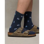 AE Graphic Terry Crew Socks - Rich Navy