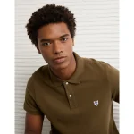 AE Lived-In Slim Fit Pique Polo Shirt - Green