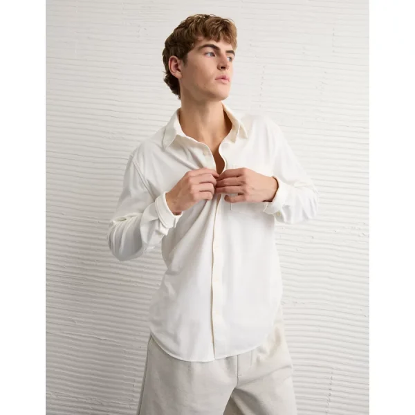 AE Oxford Stretch Piqué Shirt - White