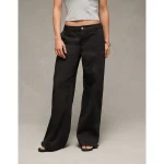 AE Stretch Mid-Rise Ultra Wide-Leg Convertible Trouser - Onyx Black