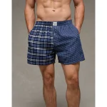AEO Stretch Plaid Classic Boxer Short - Navy