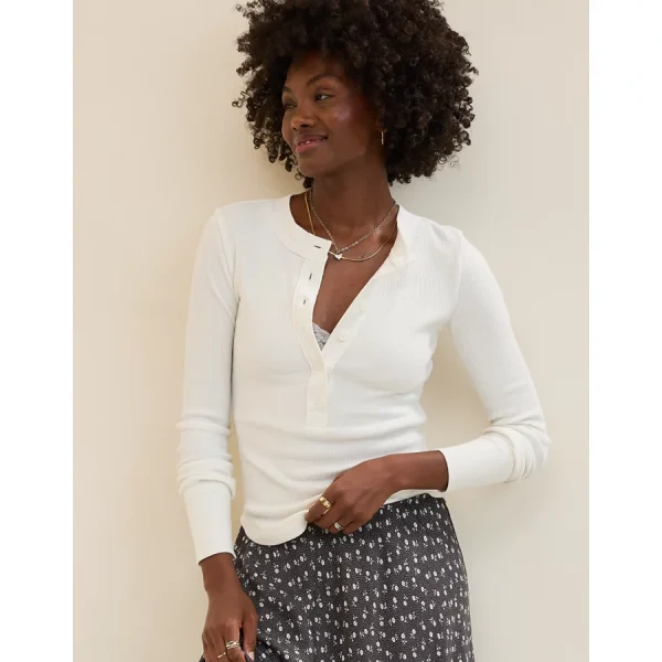 Aerie Henley Essential Layering T-Shirt - Soft Muslin