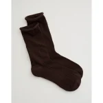 Aerie Knit Pointelle Crew Socks - Deep Earth