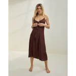 Aerie Satin Midi Dress - Canyon Sun