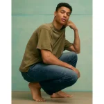 AE Boxy Sueded Jersey T-Shirt - Bunker Olive