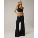 OFFLINE By Aerie OTT Fleece Super Wide Leg Pant - True Black