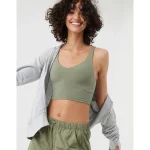 OFFLINE By Aerie Real Me Low Key Longline Sports Bra - Olive Fun
