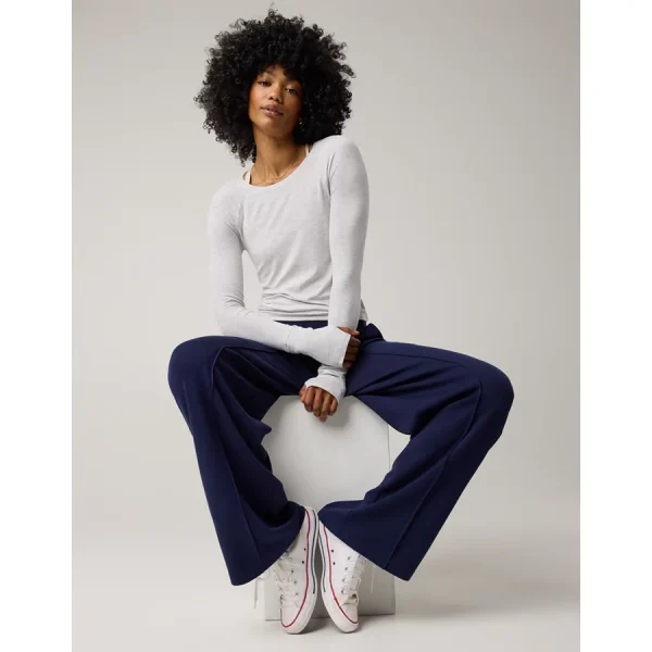 OFFLINE By Aerie Thumbs Up Fitted Ribbed T-Shirt - Light Heather Gray