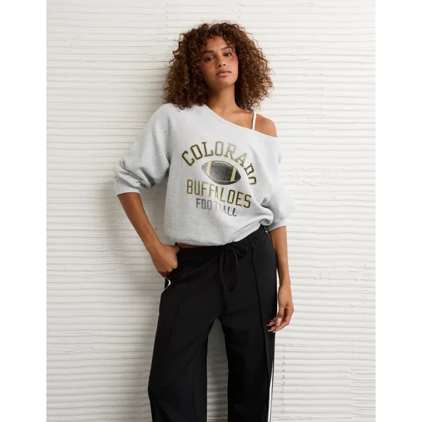 AE Colorado Buffaloes Graphic Off The Shoulder Sweatshirt - Charcoal Heather
