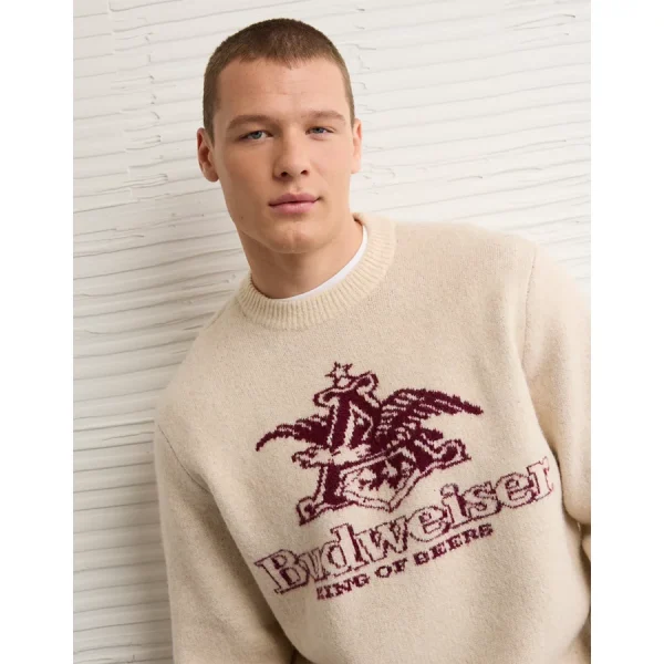 AE Cozy Cabin Budweiser Graphic Sweater - Cream