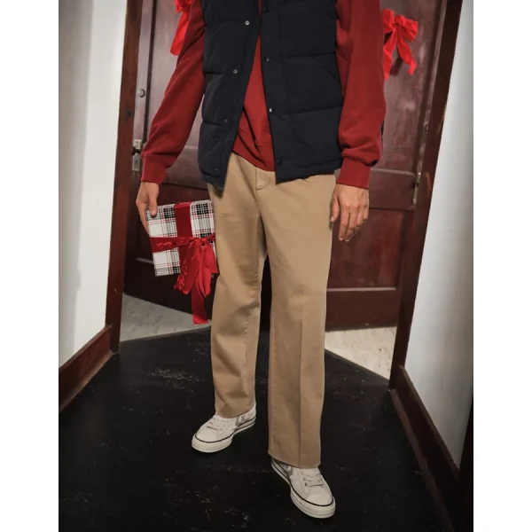 AE Flex Loose Cropped Trouser Pant - Khaki