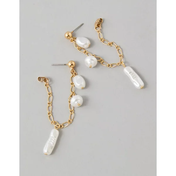 AE Linear Pearl Earring - Gold