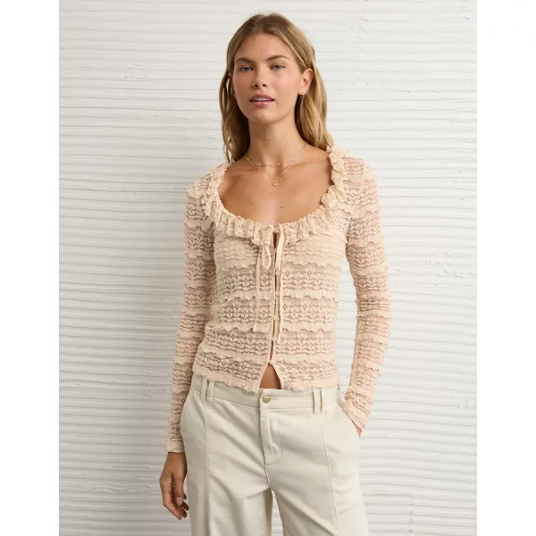 AE Ruffle Neck T-Shirt - Ballet Pink