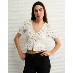 AE V-Neck Puff Sleeve Corset Shirt - Cream