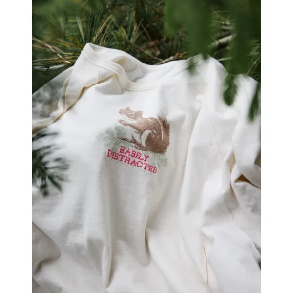 Aerie Cozy Long Sleeve Oversized Boyfriend T-Shirt - Natural