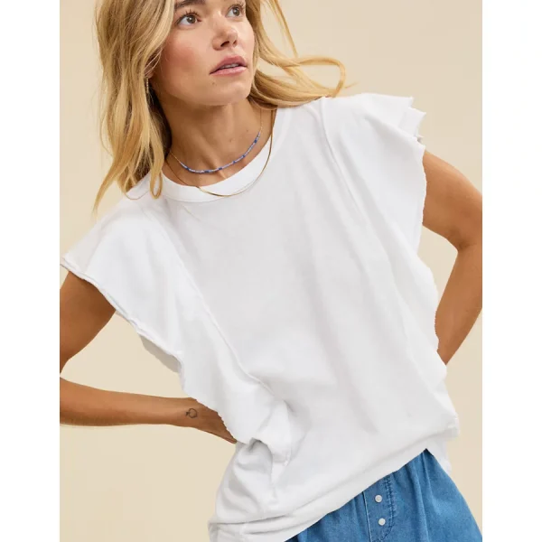 Aerie Flutter Sleeve T-Shirt - White