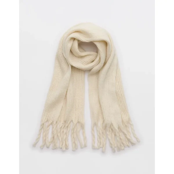Aerie Fuzzy Knit Scarf - Natural