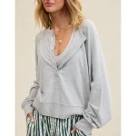 Aerie Happy Snit Henley T-Shirt - Medium Heather Gray