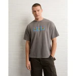 AE Boxy Grinch Graphic T-Shirt - Grey