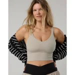 OFFLINE By Aerie Real Me Low Key Longline Sports Bra - Stone Harbor