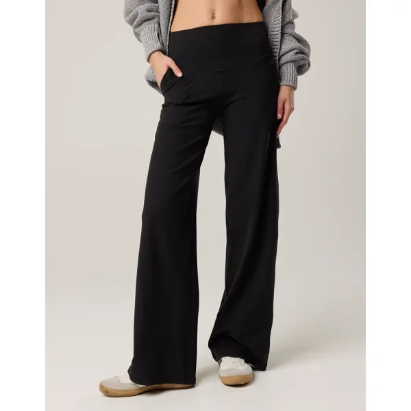 OFFLINE By Aerie Real Me XTRA Ribbed High Waisted Trouser - True Black