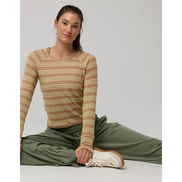 OFFLINE By Aerie Thumbs Up Fitted Ribbed T-Shirt - Beach Dune