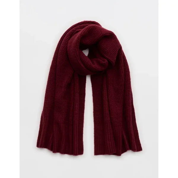 OFFLINE By Aerie Waffle Blanket Scarf - Deep Cherry