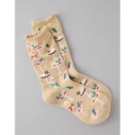 AE Christmas Cocktails Crew Socks - Soft Oat