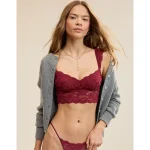 Show Off Chenille Lace Wireless Bralette - Deep Cherry