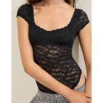 Show Off Vintage Lace Short Sleeve Bodysuit - True Black