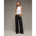 AE Dreamy Drape Strigid Low-Rise Ultra Wide-Leg Jean - Black Wash