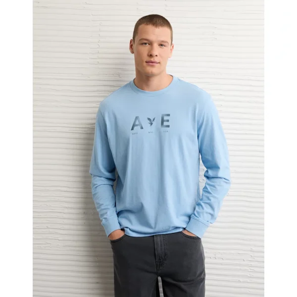 AE Icon Long-Sleeve T-Shirt - Light Blue
