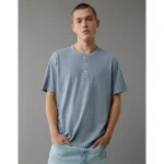 AE Lived-In Henley T-Shirt - Ice Blue