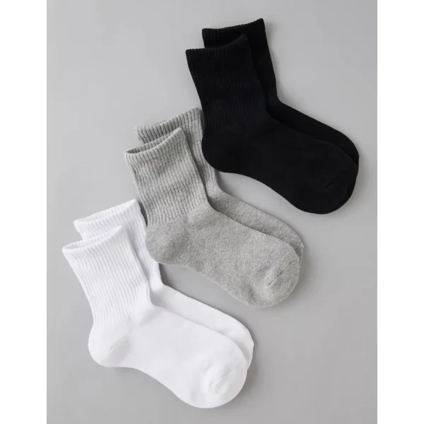 AE Solid Cropped Crew Socks 3-Pack - Multi