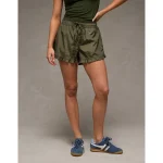 AE Stretch High-Waisted Ruffle Hem Short - Faded Olive