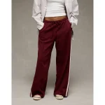 AE Stretch High-Waisted Wide-Leg Track Pant - Wineberry