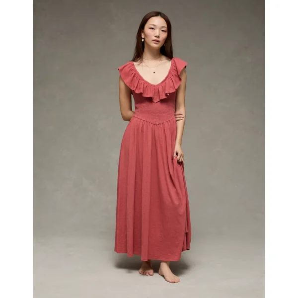 AE Sunchaser Knit Drop Waist Midi Dress - Pink