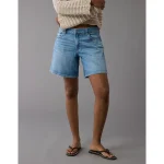 AE 8" Dreamy Drape Stretch Low-Rise Baggy Jort - Medium Bright Indigo