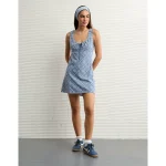 AE Tie Front Eyelet Mini Dress - Chambray Blue