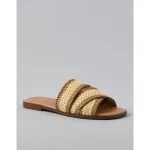 AE Two-Tone Raffia Slide Sandal - Natural