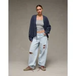 AE Whoa So Soft Tie-Front Cardigan - Cobalt Jewel