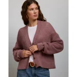 AE77 Sparkle Shaker Stitch Cardigan - Mauve