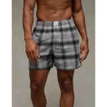 AEO Stretch Plaid Classic Boxer Short - Heather Gray