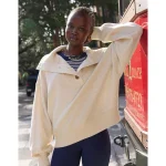 Aerie Best Button Sweatshirt - Heather Frost