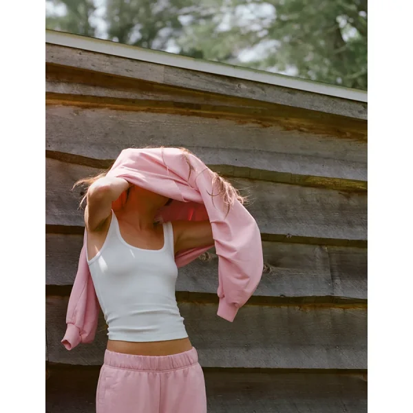 Aerie Double Scoop Neck Tank Top - White