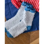 Aerie Fuzzy Crew Socks - Eyelet Blue