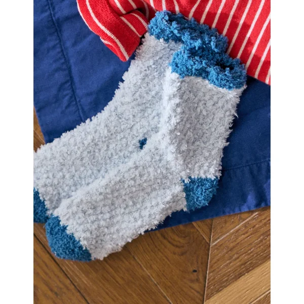 Aerie Fuzzy Crew Socks - Eyelet Blue
