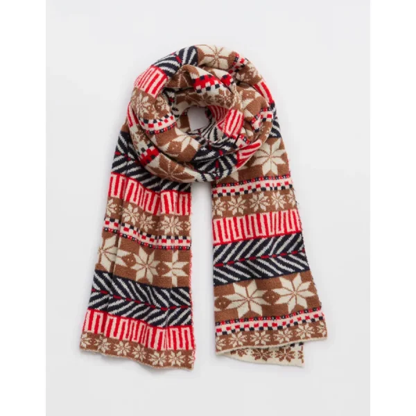 OFFLINE By Aerie Print Blanket Scarf - Bright Red