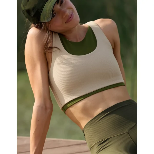 OFFLINE By Aerie Real Me XTRA Rib Switch Up High Neck Sports Bra - Stone Harbor