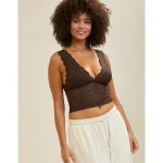 Show Off Lace Plunge Bra Top - Deep Earth